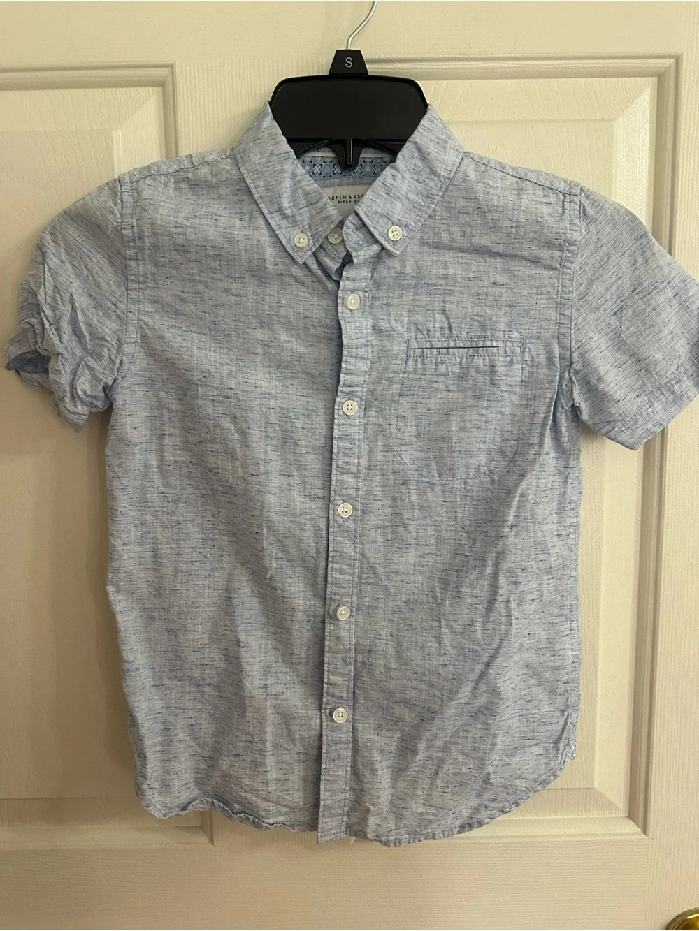 Boys Nordstrom Rack Denim & Flower Size 8 Blue Short-Sleeve Button-Down Shirt